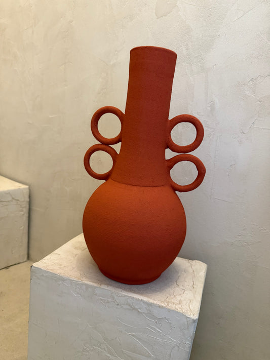Vase artisanal marocain terracota brûlée  - Fait main